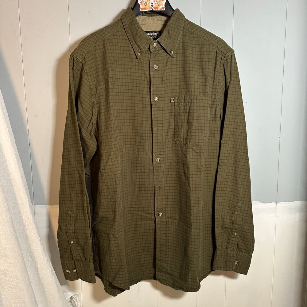 Guide Series Men's Long Sleeve Button Down Shirt olive Green Size Large Tall